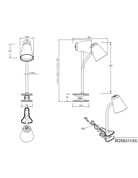 Lámpara LED con pinza multifunción PONGO con interruptor integrado 4,5W 1x 500lm 3000K IP20 Negro