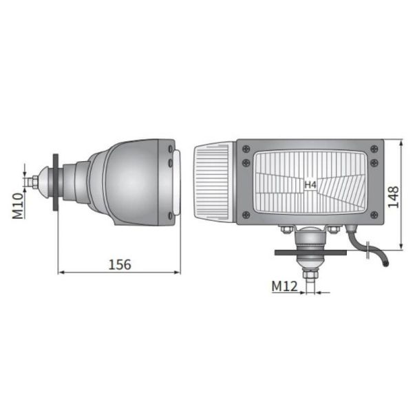 Faro delantero soporte inferior con intermitente WESEM REPR1.24258 medidas | LeonLeds
