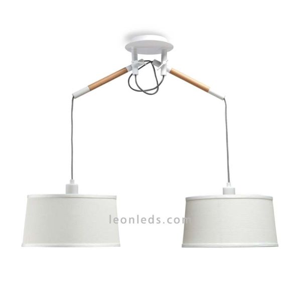 Lámpara de Techo de estilo nordico serie nordica 4930 de dos pantallas redondas de color blanco | LeonLeds Iluminación