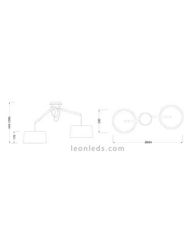 Lámpara de Techo de estilo nordico serie nordica 4930 de dos pantallas redondas de color blanco | LeonLeds Iluminación