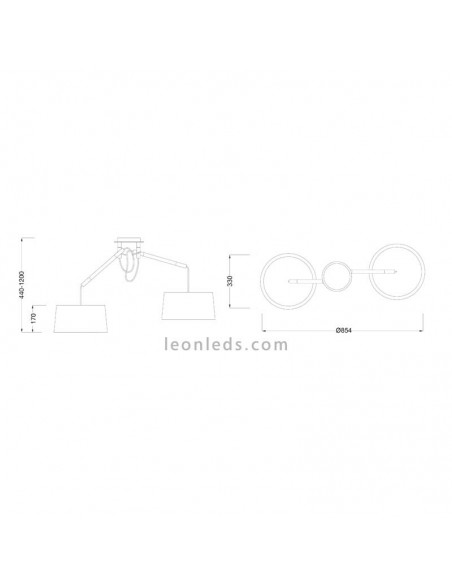 Lámpara de Techo de estilo nordico serie nordica 4930 de dos pantallas redondas de color blanco | LeonLeds Iluminación
