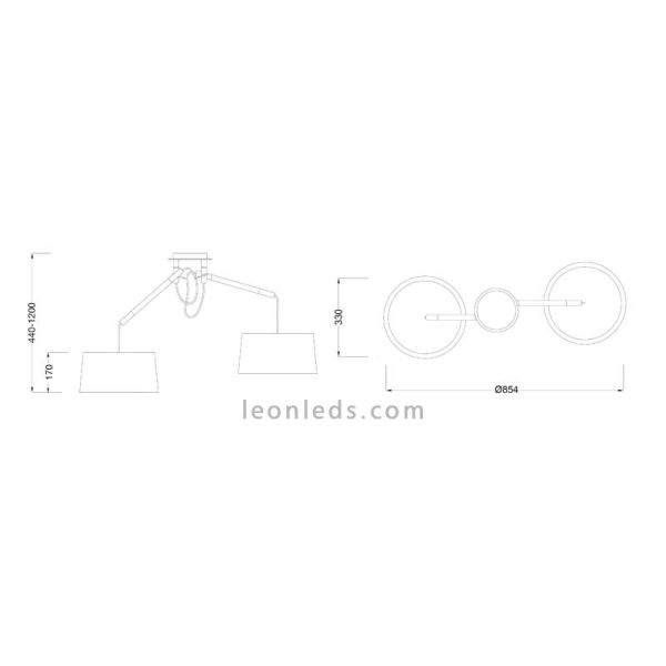 Lámpara de Techo de estilo nordico serie nordica 4930 de dos pantallas redondas de color blanco | LeonLeds Iluminación