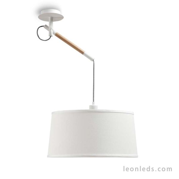 Lámpara de Techo serie Nordica de diseño nordico de color blanca 4928 de mantra blanco roto pantalla redonda | LeonLeds Iluminac