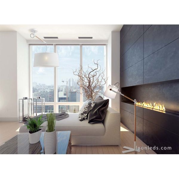 Lámpara de Techo serie Nordica de diseño nordico de color blanca 4928 de mantra blanco roto pantalla redonda | LeonLeds Iluminac