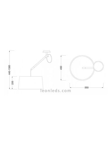 Lámpara de Techo de estilo nordico serie nordica 4929 con brazo giratorio redonda de color negro | LeonLeds Iluminación