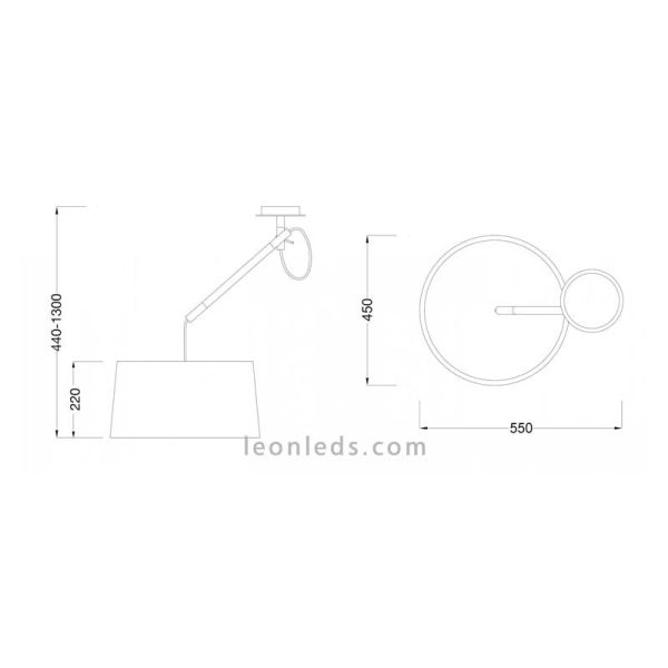 Lámpara de Techo de estilo nordico serie nordica 4929 con brazo giratorio redonda de color negro | LeonLeds Iluminación