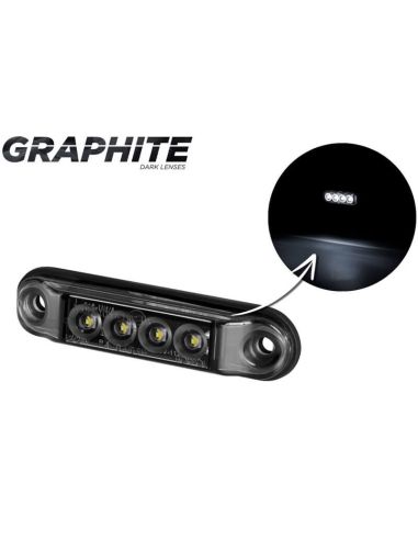 Feu de gabarit fin en graphite - LED IP68 - 12/24 V - 4 LED - Rouge, Ambre et Blanc