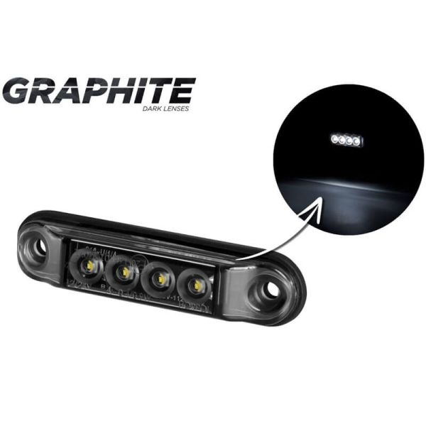 Luz de Gálibo SLIM GRAPHITE - LED IP68 - 12/24V - 4 Leds - Rojo, Ámbar y Blanco