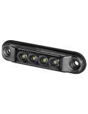 Luz de folga fina de grafite - LED IP68 - 12/24V - 4 LEDs - Vermelho, Âmbar e Branco
