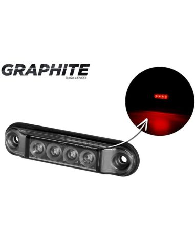 Luz de folga fina de grafite - LED IP68 - 12/24V - 4 LEDs - Vermelho, Âmbar e Branco