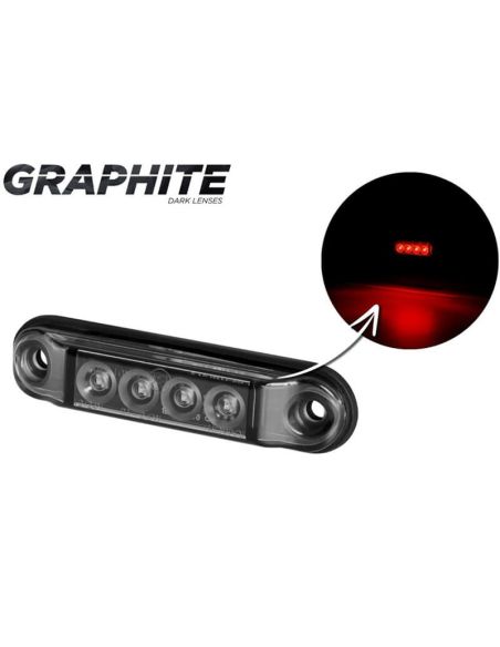 Luz de folga fina de grafite - LED IP68 - 12/24V - 4 LEDs - Vermelho, Âmbar e Branco