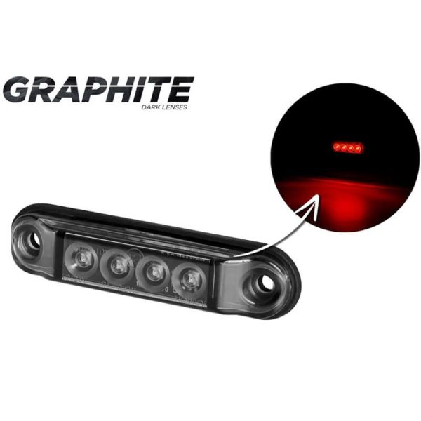 Luz de Gálibo SLIM GRAPHITE - LED IP68 - 12/24V - 4 Leds - Rojo, Ámbar y Blanco
