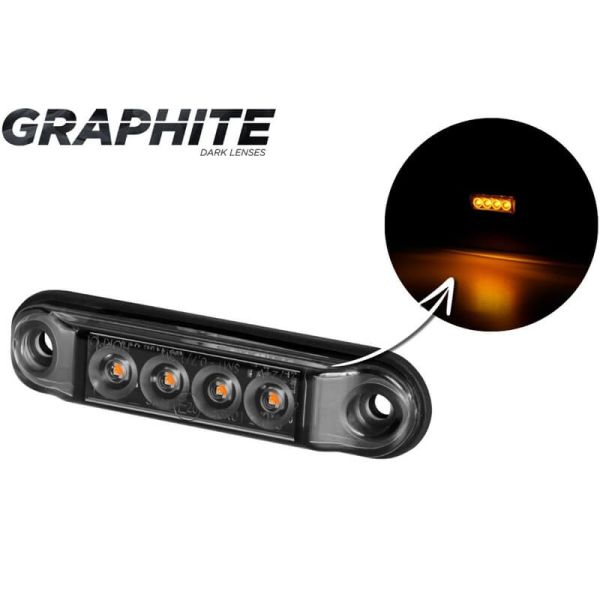 Luz de Gálibo SLIM GRAPHITE - LED IP68 - 12/24V - 4 Leds - Rojo, Ámbar y Blanco