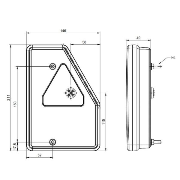 Feu arrière LED rectangulaire avec...