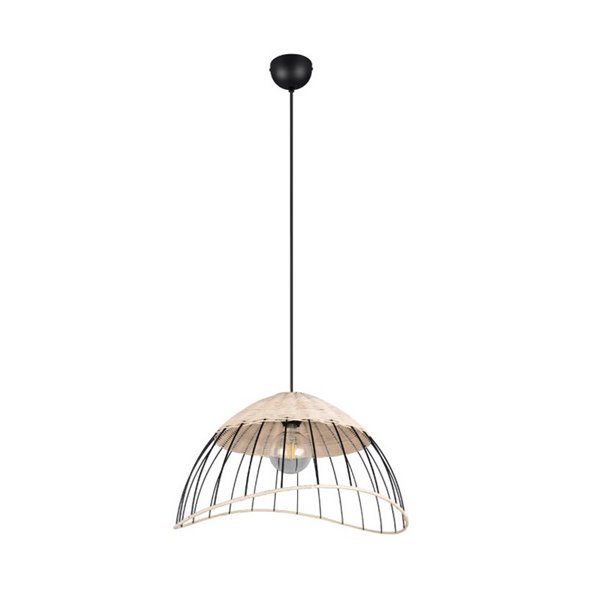 Plafonnier SANDRINE avec abat-jour en maille et rotin, hauteur réglable, ampoule exclue. 1x E27 max. 28W IP20