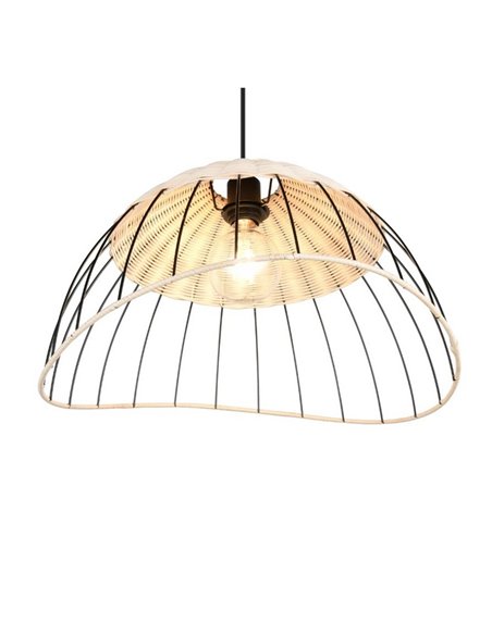 Plafonnier SANDRINE avec abat-jour en maille et rotin, hauteur réglable, ampoule exclue. 1x E27 max. 28W IP20