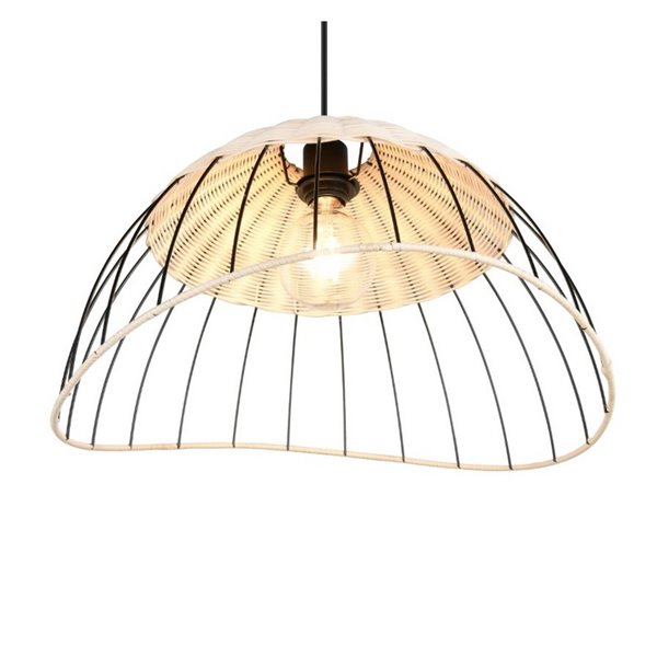 Luminária de teto SANDRINE com cúpula de malha e vime, altura ajustável, lâmpada excl. 1x E27 máx. 28 W IP20