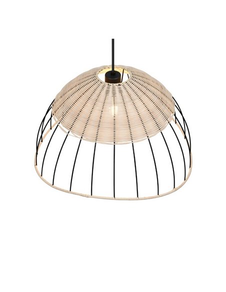 Plafonnier SANDRINE avec abat-jour en maille et rotin, hauteur réglable, ampoule exclue. 1x E27 max. 28W IP20