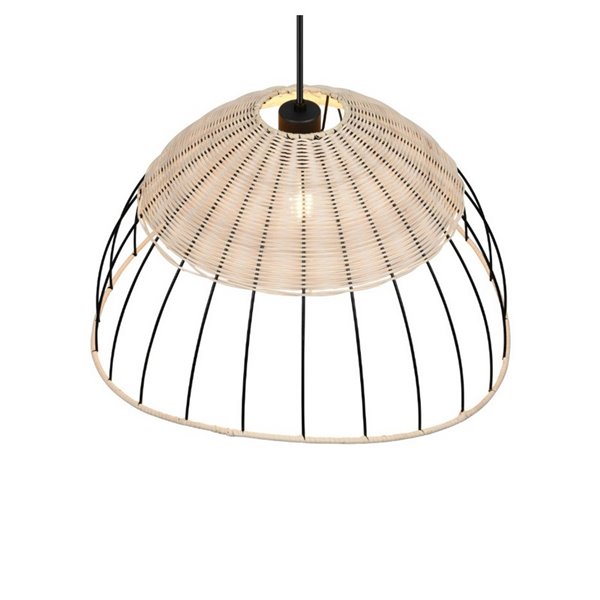 Plafonnier SANDRINE avec abat-jour en maille et rotin, hauteur réglable, ampoule exclue. 1x E27 max. 28W IP20