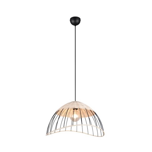 Luminária de teto SANDRINE com cúpula de malha e vime, altura ajustável, lâmpada excl. 1x E27 máx. 28 W IP20