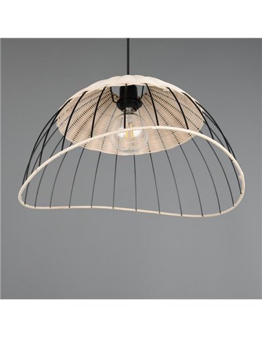 Plafonnier SANDRINE avec abat-jour en maille et rotin, hauteur réglable, ampoule exclue. 1x E27 max. 28W IP20