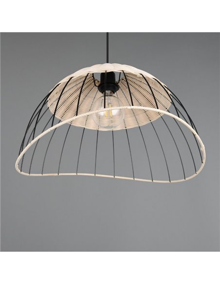 Plafonnier SANDRINE avec abat-jour en maille et rotin, hauteur réglable, ampoule exclue. 1x E27 max. 28W IP20