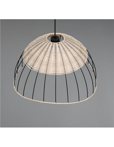 Plafonnier SANDRINE avec abat-jour en maille et rotin, hauteur réglable, ampoule exclue. 1x E27 max. 28W IP20