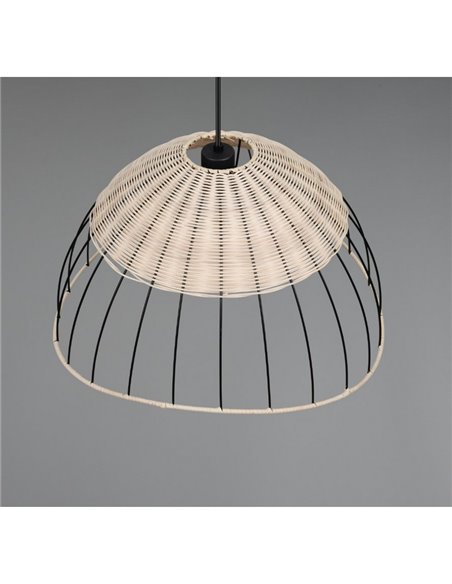 Plafonnier SANDRINE avec abat-jour en maille et rotin, hauteur réglable, ampoule exclue. 1x E27 max. 28W IP20