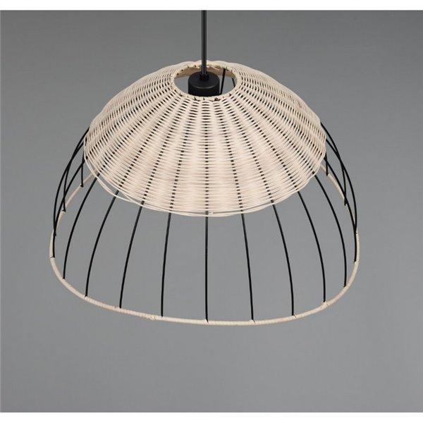 Plafonnier SANDRINE avec abat-jour en maille et rotin, hauteur réglable, ampoule exclue. 1x E27 max. 28W IP20