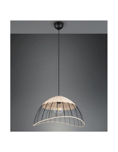 Plafonnier SANDRINE avec abat-jour en maille et rotin, hauteur réglable, ampoule exclue. 1x E27 max. 28W IP20