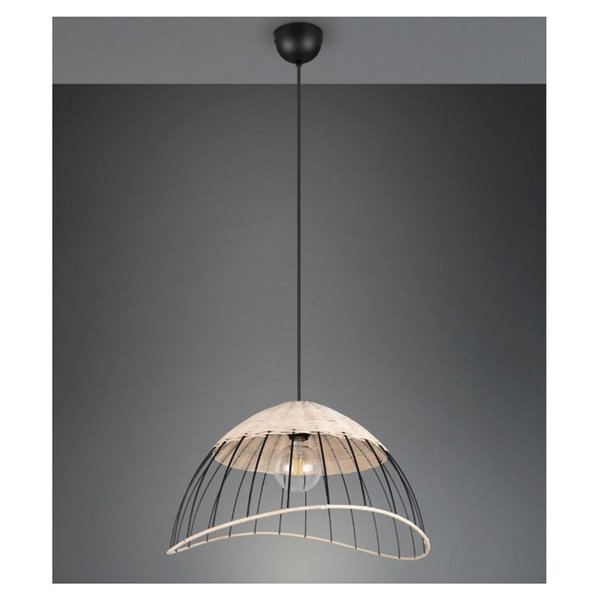 Luminária de teto SANDRINE com cúpula de malha e vime, altura ajustável, lâmpada excl. 1x E27 máx. 28 W IP20