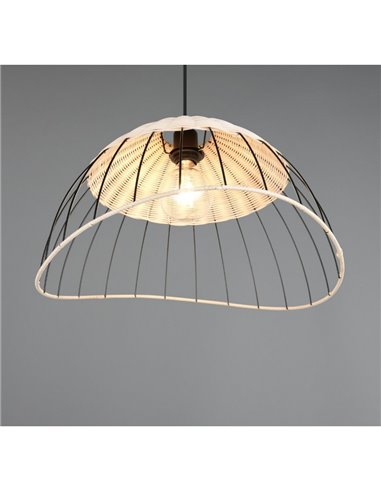 Plafonnier SANDRINE avec abat-jour en maille et rotin, hauteur réglable, ampoule exclue. 1x E27 max. 28W IP20