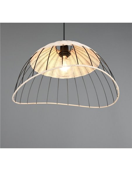 Plafonnier SANDRINE avec abat-jour en maille et rotin, hauteur réglable, ampoule exclue. 1x E27 max. 28W IP20