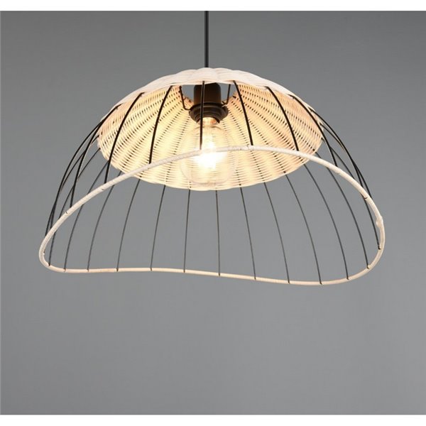 Luminária de teto SANDRINE com cúpula de malha e vime, altura ajustável, lâmpada excl. 1x E27 máx. 28 W IP20