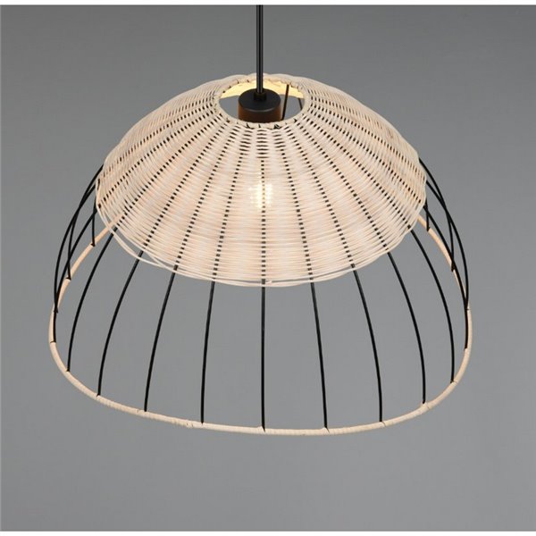 Luminária de teto SANDRINE com cúpula de malha e vime, altura ajustável, lâmpada excl. 1x E27 máx. 28 W IP20