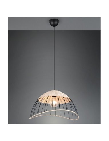 Plafonnier SANDRINE avec abat-jour en maille et rotin, hauteur réglable, ampoule exclue. 1x E27 max. 28W IP20