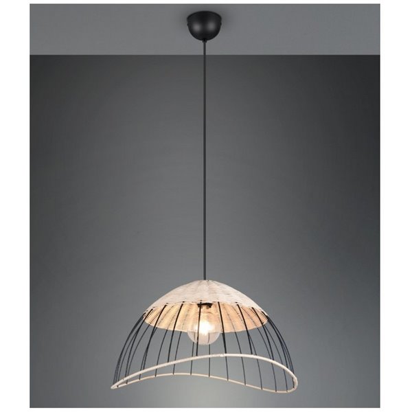 Luminária de teto SANDRINE com cúpula de malha e vime, altura ajustável, lâmpada excl. 1x E27 máx. 28 W IP20