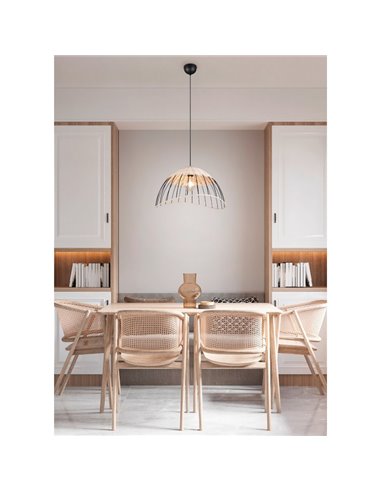 Plafonnier SANDRINE avec abat-jour en maille et rotin, hauteur réglable, ampoule exclue. 1x E27 max. 28W IP20