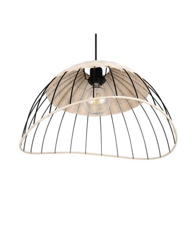 Plafonnier SANDRINE avec abat-jour en maille et rotin, hauteur réglable, ampoule exclue. 1x E27 max. 28W IP20