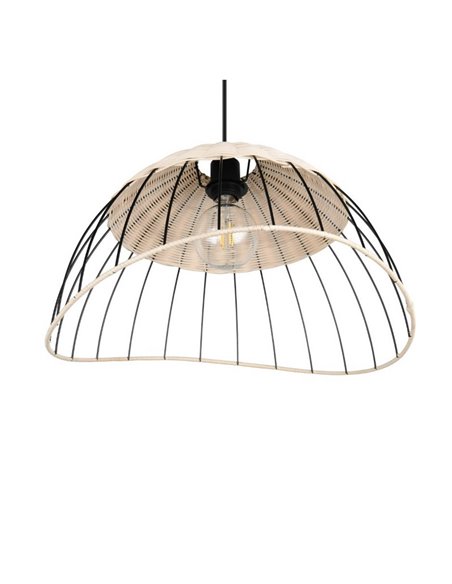 Plafonnier SANDRINE avec abat-jour en maille et rotin, hauteur réglable, ampoule exclue. 1x E27 max. 28W IP20