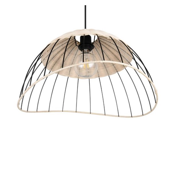 Luminária de teto SANDRINE com cúpula de malha e vime, altura ajustável, lâmpada excl. 1x E27 máx. 28 W IP20