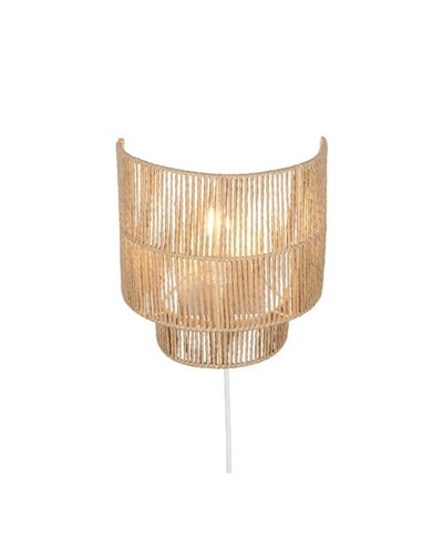 Luminária de parede SATNA com acabamento natural, interruptor integrado, lâmpada excl. 1x E27 máx. 25 W IP20