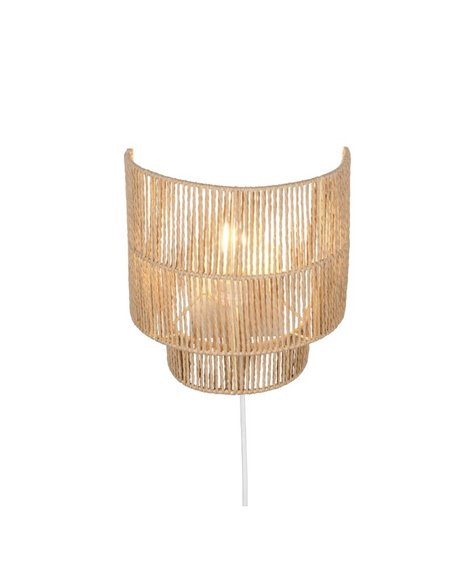 Luminária de parede SATNA com acabamento natural, interruptor integrado, lâmpada excl. 1x E27 máx. 25 W IP20