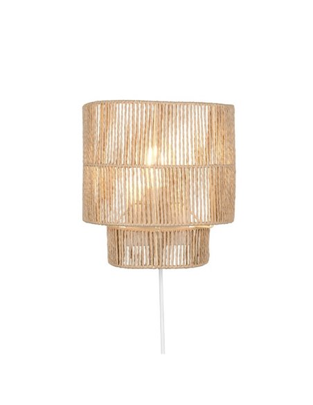 Luminária de parede SATNA com acabamento natural, interruptor integrado, lâmpada excl. 1x E27 máx. 25 W IP20