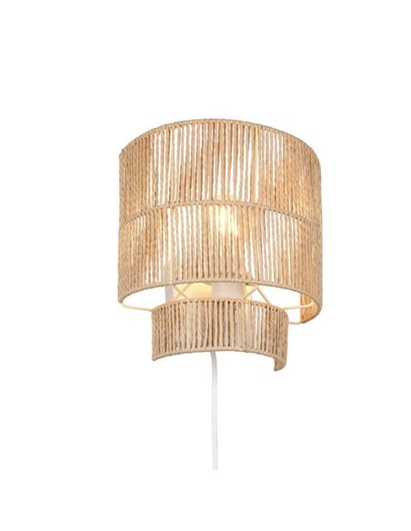 Luminária de parede SATNA com acabamento natural, interruptor integrado, lâmpada excl. 1x E27 máx. 25 W IP20