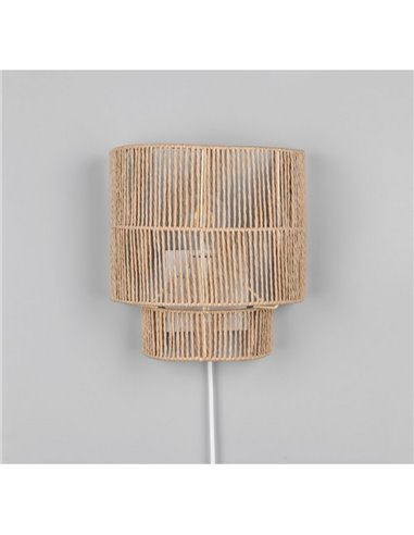 Aplique de pared acabado natural SATNA interruptor integrado bombilla excl. 1x E27 max. 25W IP20