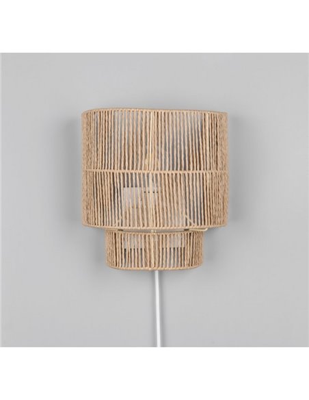 Aplique de pared acabado natural SATNA interruptor integrado bombilla excl. 1x E27 max. 25W IP20