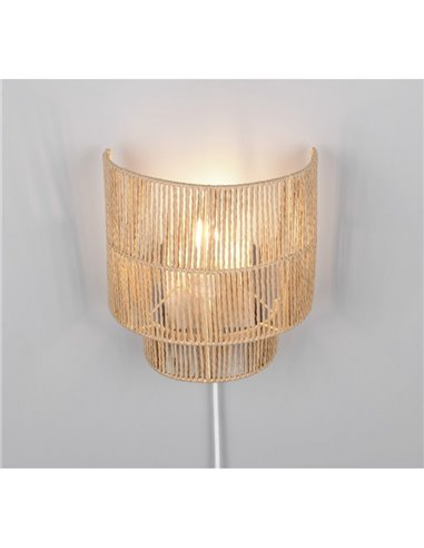 Luminária de parede SATNA com acabamento natural, interruptor integrado, lâmpada excl. 1x E27 máx. 25 W IP20