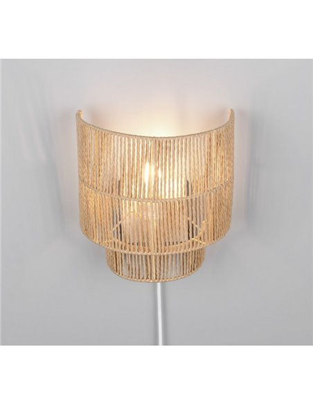 Luminária de parede SATNA com acabamento natural, interruptor integrado, lâmpada excl. 1x E27 máx. 25 W IP20