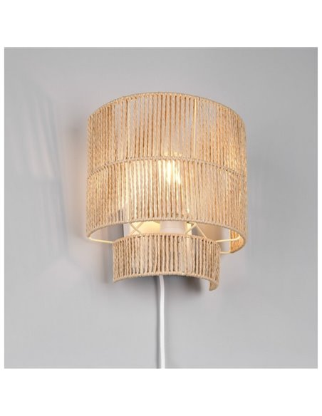 Luminária de parede SATNA com acabamento natural, interruptor integrado, lâmpada excl. 1x E27 máx. 25 W IP20